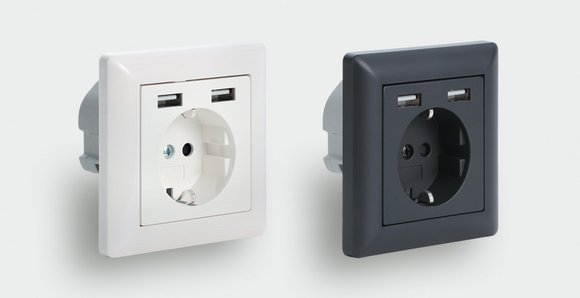 100 % rail-compatible 230 V socket with two integrated USB charger ports - Lütze Transportation GmbH