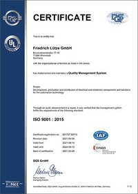 Certificate of Quality Management System - Friedrich Lütze GmbH
