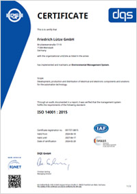 ISO 14001 Certificate - Friedrich Lütze GmbH