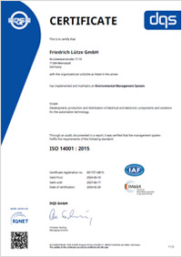 Certification du système de gestion de l'environnement - Lütze Transportation GmbH